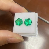 Zhanhao Handmade Stone 8x8mm 13x11mm Hexagon Lab Grown Emerald Columbian Green Loose Gmestone for Jewelry Ring Making