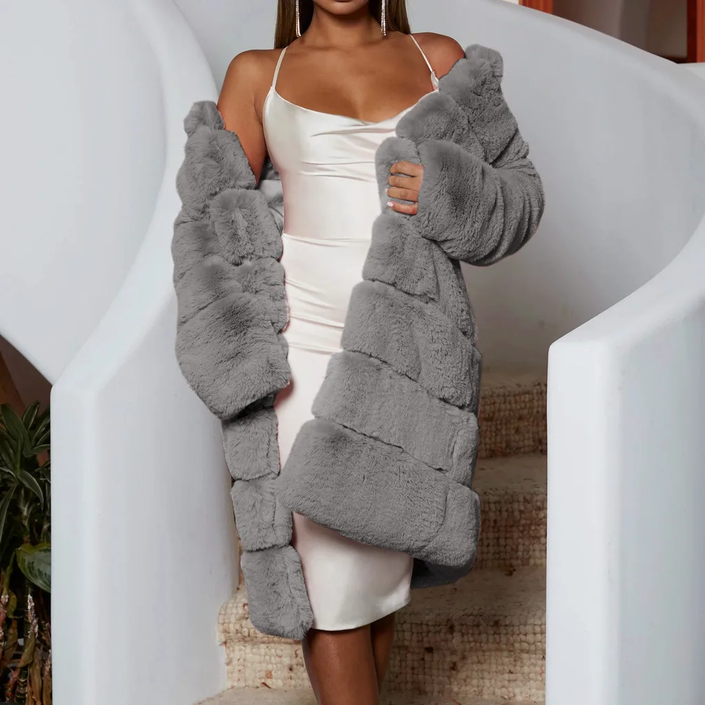 Winter Furry Faux Long Jacket Women Luxury Thick Super Warm Faux Fur Coat Russian Fashion Outerwear Fluffy Overcoat Plus Size