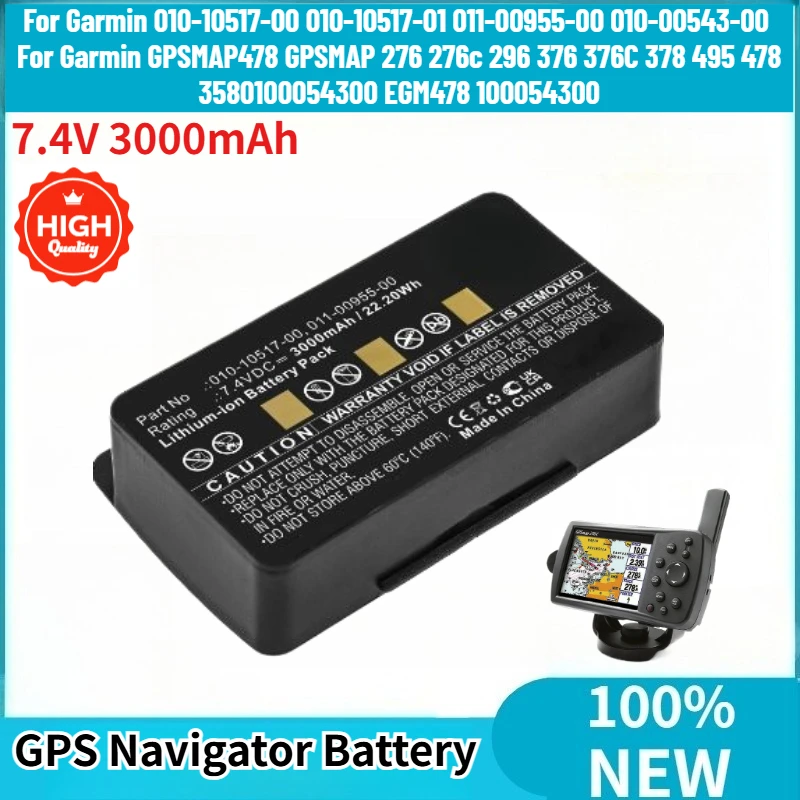 Фото Высококачественная батарея для GPS-навигатора 010-10517-00, 7.4V 3000mAh, для Garmin GPSMAP 378, 478, 495, 276, 276c, 296, 376C, EGM478, 010-00543-00 №1
