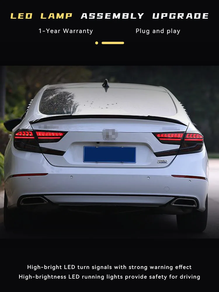 Фото Автомобильные фары для Honda Accord G10 2018-2023, обновленный задний фонарь, полностью светодиодный DRL, модифицированный тормозной сигнальный фонарь, инструменты, аксессуары №5