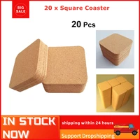 20pcs eco friendly wooden square coaster heat resistant dampproof cork coaster kitchen coasters are non slip and insulated