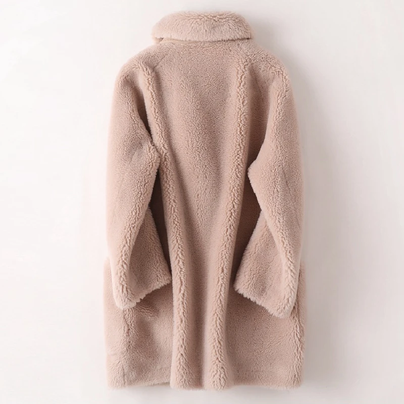 Winter Office Lady Long Sheep Shearling Real Fur Coat Women New Double Faced Fur Wool Jackets Female Clothes Korean Fashion Tops