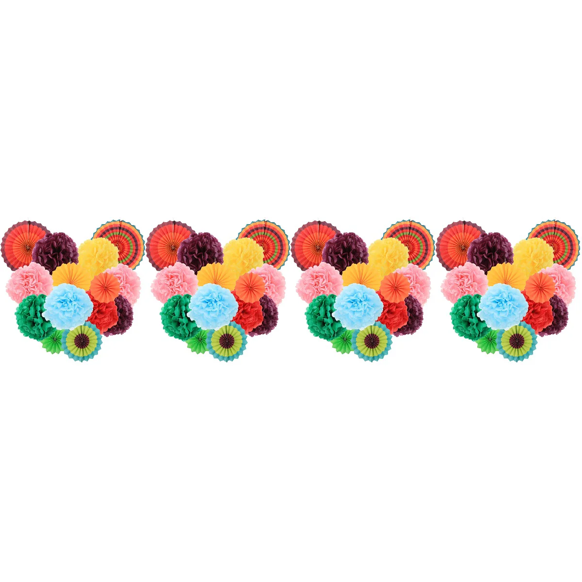 

56 Hanging Paper Pom Poms Flower Paper Fans Decoration Party Layout Props