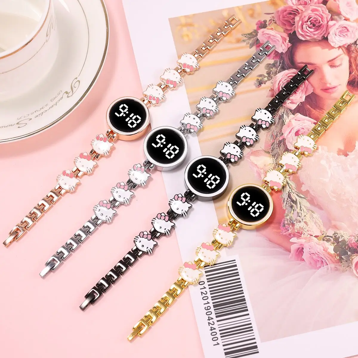 

Sanrio Hello Kitty Watch Cute Cartoon Thin Strap Anti-fall Electronic LED Digital Wristwatch Bracelet Girls Birthday Gift