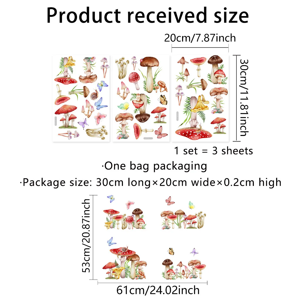 

Мультяшные наклейки на стену "Лес животных и грибов"