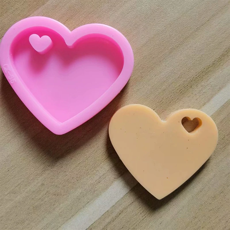 

Love Shape Molds Keychain Silicone Mold For Epoxy Resin Molds DIY Necklace Pendant Crafts Mold