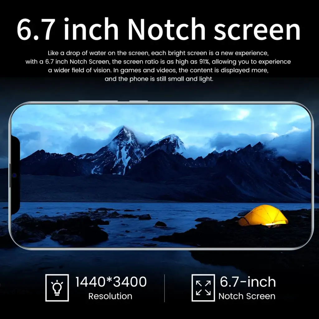 Разблокированный сотовый телефон с двумя SIM-картами i13 Pro Max 6.7 дюйм андроид