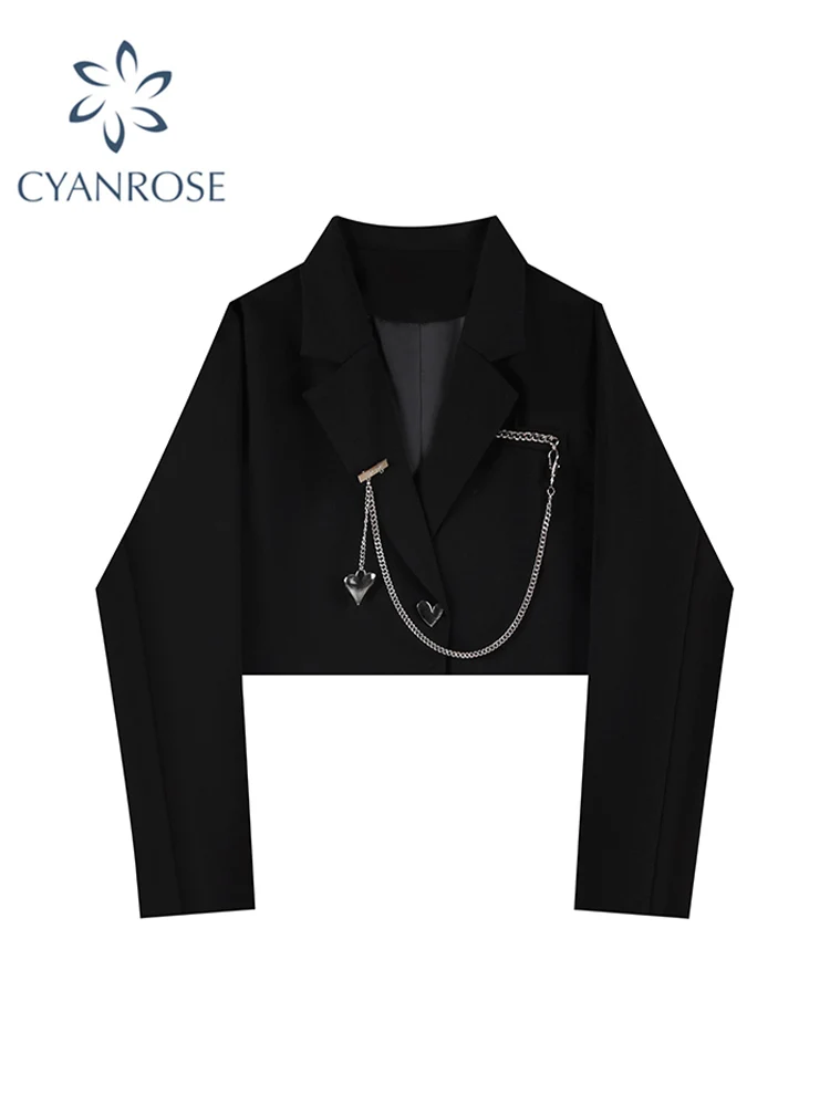 

Пиджак женский однотонный с длинным рукавом, модный винтажный пиджак в готическом стиле, шикарная уличная одежда в Корейском стиле, офисный...