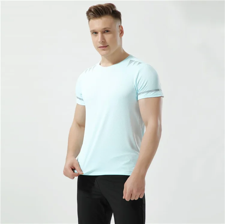 Summer New Men's T-shirt Ice Silk Nylon High Stretch Short-sleeved Running Sports Leisure T-shirt Quick-drying Fitness Top