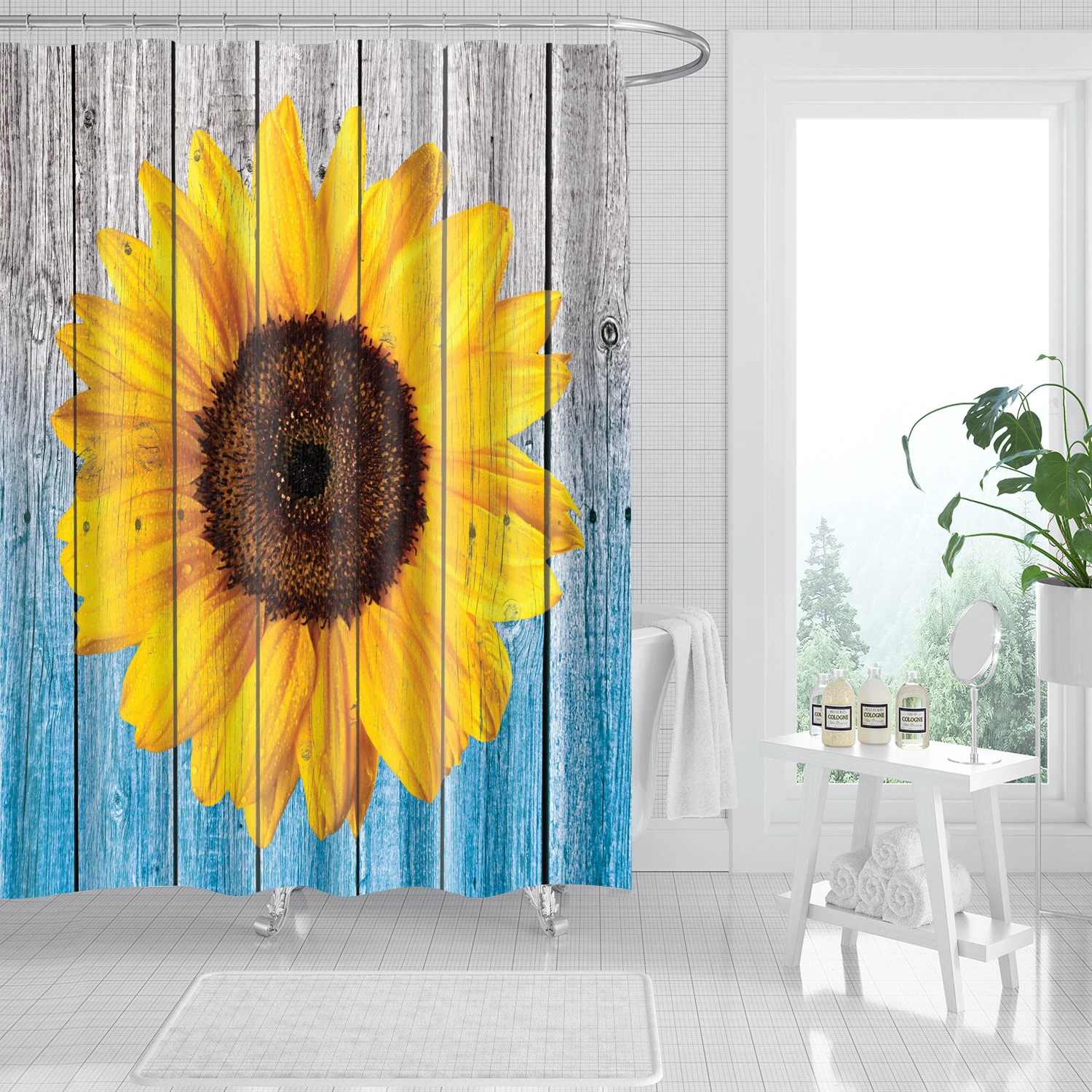 

Flower Shower Curtains Tulip Rose Sunflower Floral Home Bathroom Decor Curtain Bath Curtain Polyester Fabric Bathtub Curtain