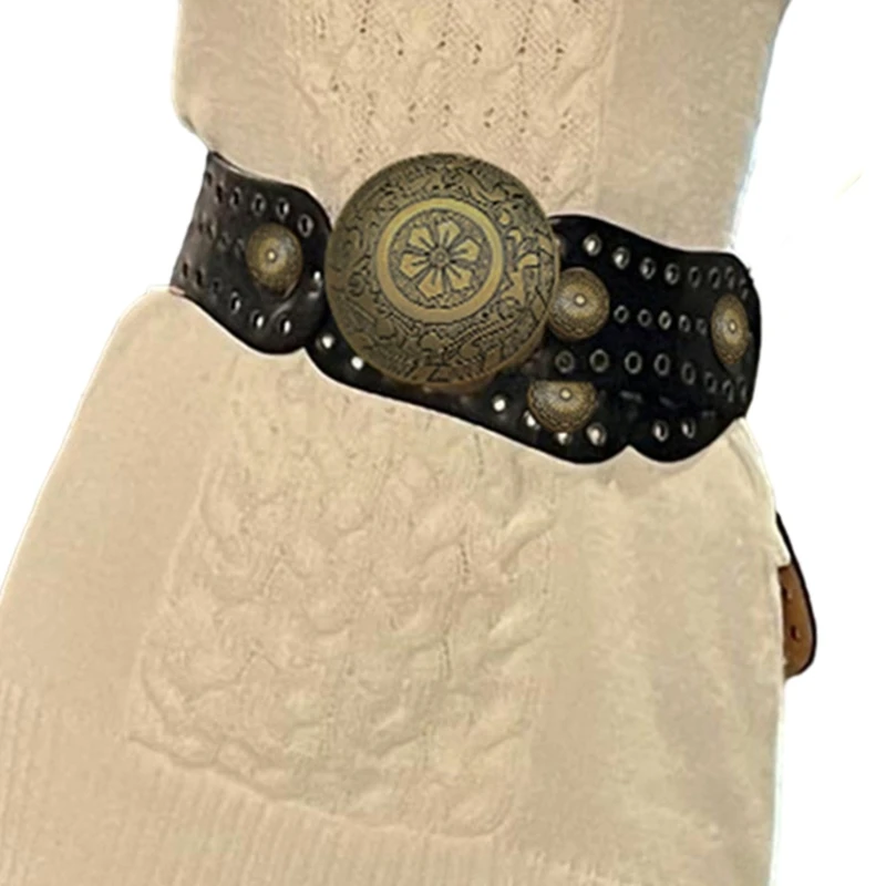 

N58F Hollow Out Male Jeans Belt Luxurious Adjustable Buckle Waist Straps Punk Belt