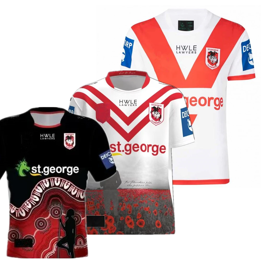 

indigenous 2023 2024 St George Dragons ANZAC rugby jersey Australia Dragons rugby shirt Retro singlet Custom Name and Number