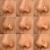 fake nose rings hoop for women girls faux cartilage tragus ring nose cuff non piercing jewelry fake nose rings hoop for women