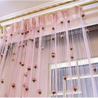 1x2m rose curtain tassel silver line string curtain valance living room divider wedding diy home decor stick not included