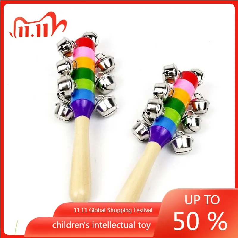 

Wooden Colourful Hand Rattles Rainbow Cross Rattles Baby Young 0-1-3 Years Early Childhood Musical Instrument Educational Toys