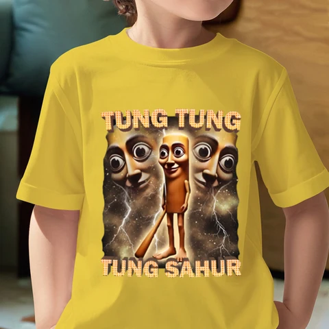 Tung Tung Tung Sahur Design детская футболка Brainrot хлопковая