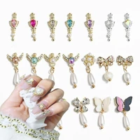 kawaii nail charms crystal pendant 10pcs 15mm nail art charms with rhinestones butterfly nail art pendants dangle nail jewelry