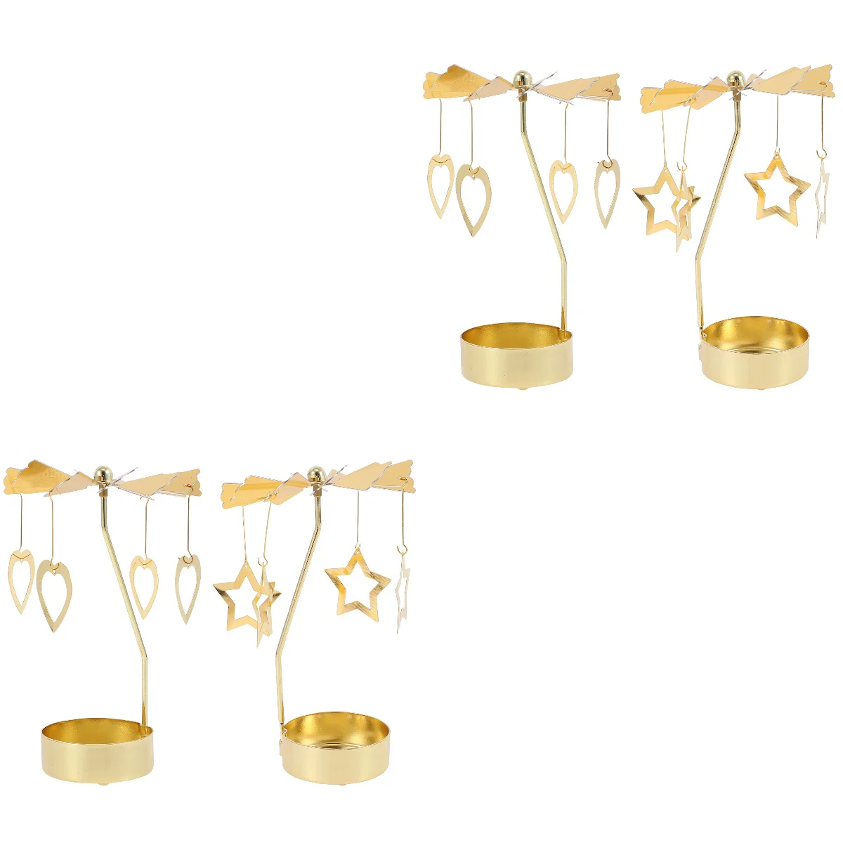 

Christmas Party Stand Candlestick Holder Gifts Heart Candleholder Accessory Vintage Tealight Golden Metal Love Rotating Adorn