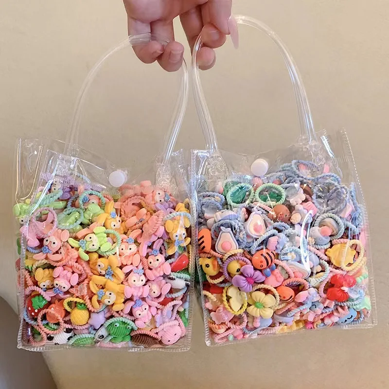 

20Pcs/Lot Children Girls Hair Bands Candy Color Hair Ties Rubber Bands Scrunchy Elastic Hair Bands Sweet Cartoon Accessories