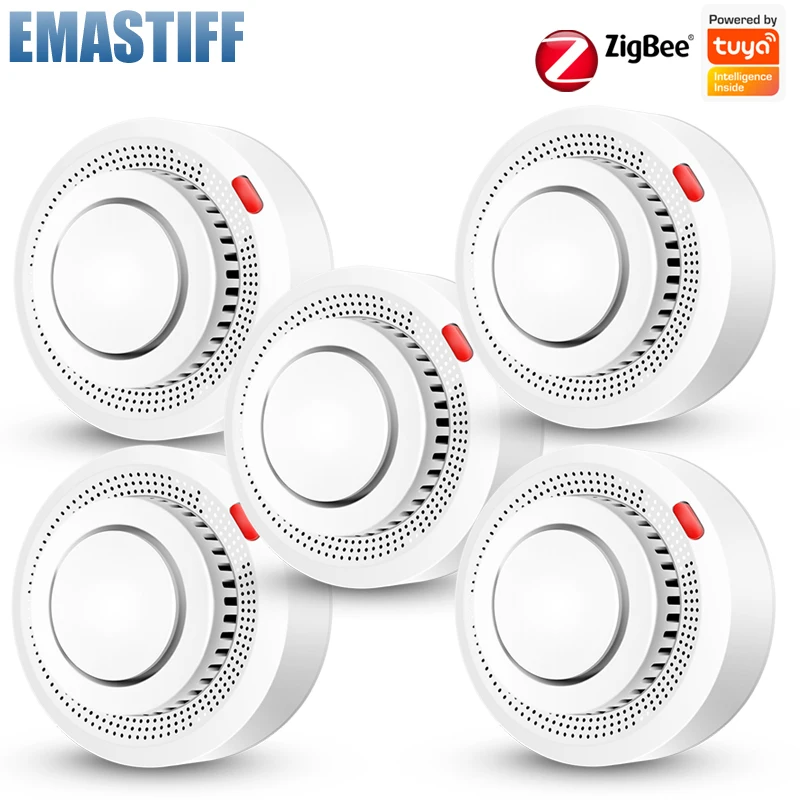 

Защита от дыма Tuya датчик дыма ZigBee, противопожарная сигнализация для домашней системы безопасности через приложение SmartLife