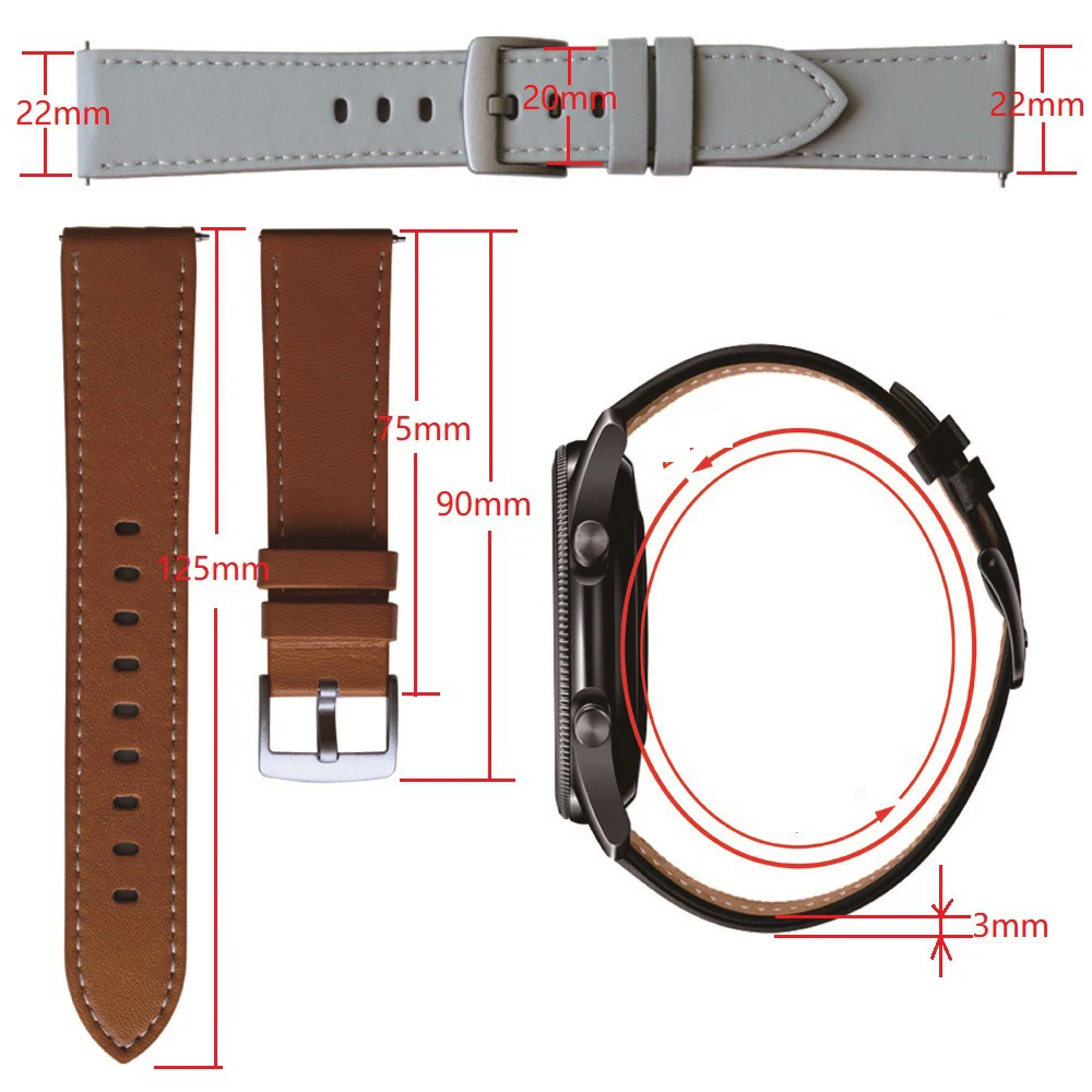 22mm 20mm Leather Strap For Samsung Galaxy Watch 3 41mm 45mm Bracelet Watchbands Wristband For Galaxy Watch 42mm 46mm Gear S3
