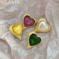 bilandi 925%c2%a0silver%c2%a0needle women jewelry heart earrings pretty design sweet temperament glass drop earrings for girl lady gifts