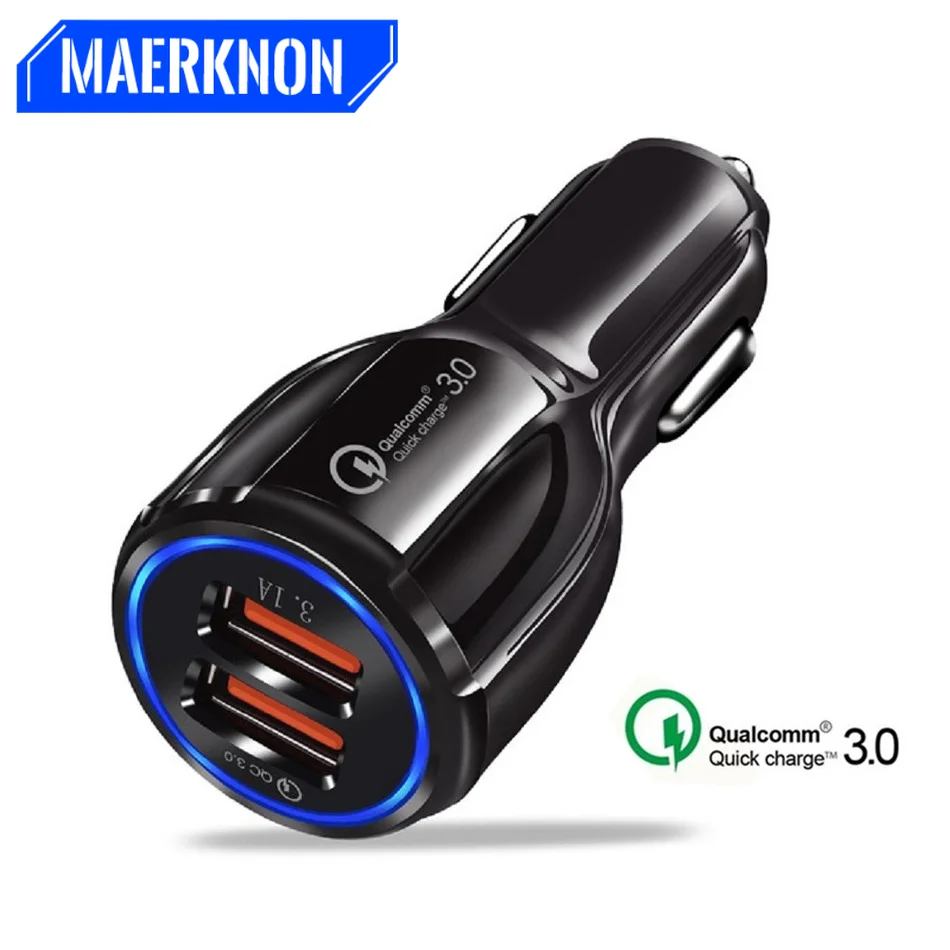 

3.1A QC3.0 2 USB Car Charger 12-24V Car Adapter Socket Splitter Cigarette Lighter Quick Car Phone Charger For IPhone Samsung