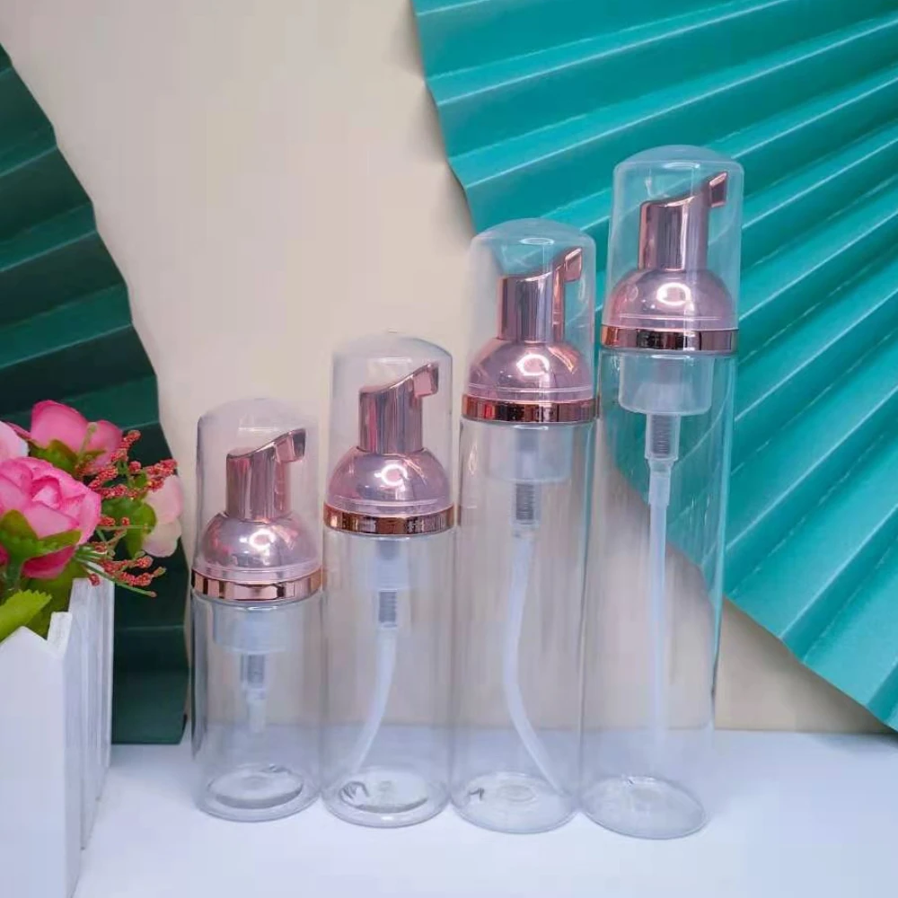 Прозрачная пластиковая пенопластовая бутылка пустая для мыла и жидкого