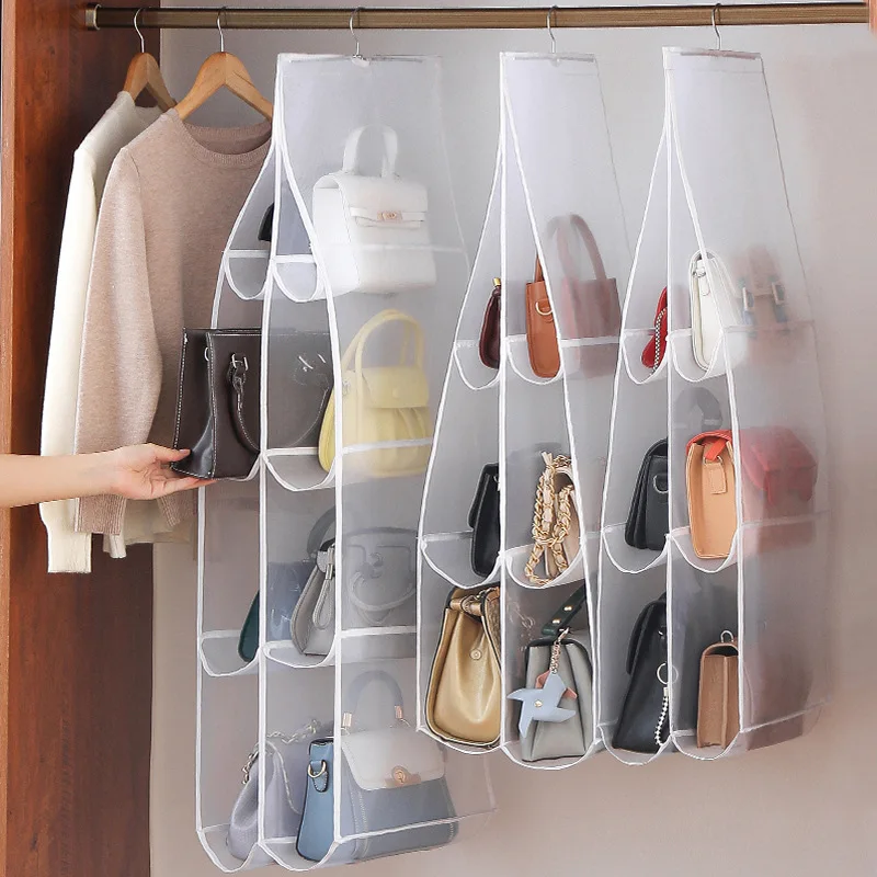 

Wardrobe Transparent Bag Storage Bag Sorting Bag Dust Cover HandBag Shelf Home Dormitory Storage Hanging Bag Closet Organizer