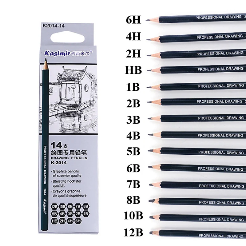 Wooden 1b 2b 3b 4b 5b 6b 7b 8b 10b 12b 2h 4h 6h Hb Pencil School Supply