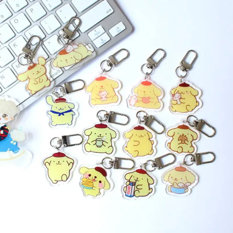 

2022 New Multiple Cartoon Sanrioed Anime Purin Dog Ins Kawaii Cute Acrylic Keychain Knapsack Pendant Toy Girl Birthday Gift