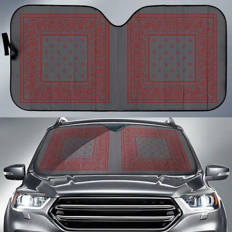 

Car Sunshade Car Sunshade Grey and Red Hood Window Cover Colorful Art Retro Car Windshield Sunshade Sun Visor Car Sun Protection