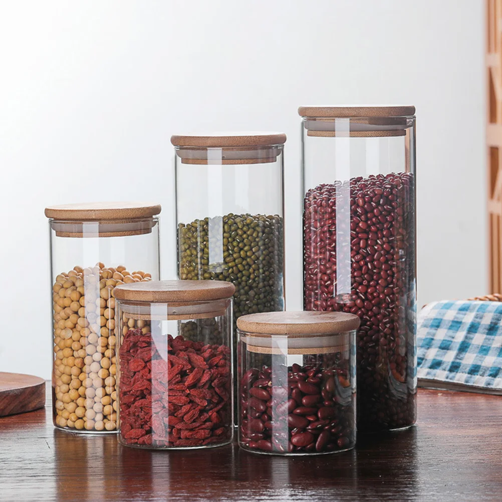 

175ml Glass Kitchen Canisters with Airtight Lid Glass Storage Jars Kitchen Organization for Flour Sugar Coffee Bean Candy Snack