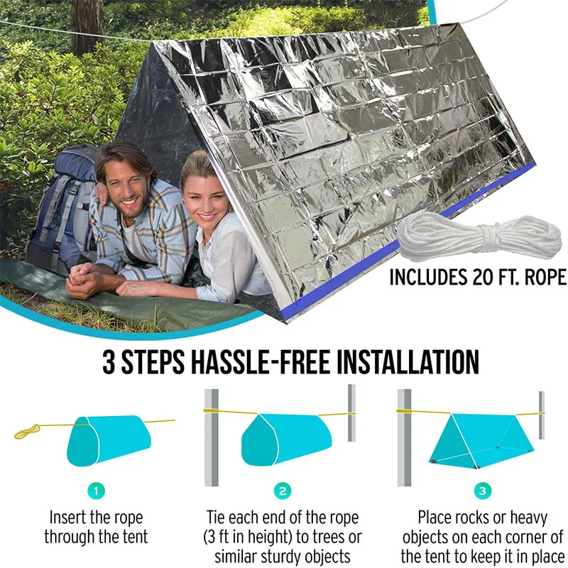 

Emergency Shelter Outdoor Survival Bivy Tube Tent First Aid Military Rescue Kit Thermal Blanket SOS Waterproof Camping Equipment