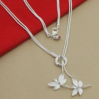 agteffer 925 sterling silver two dragonfly pendant necklace for women snake chain necklace wedding engagement jewelry