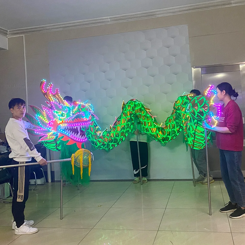 LED горячий золотой дракон китайский традиционный танец дракона льва освещение