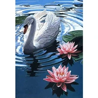 5d diamond painting swans and flowers in the lake full drill by number kits for adults diy diamond set arts craft a0564