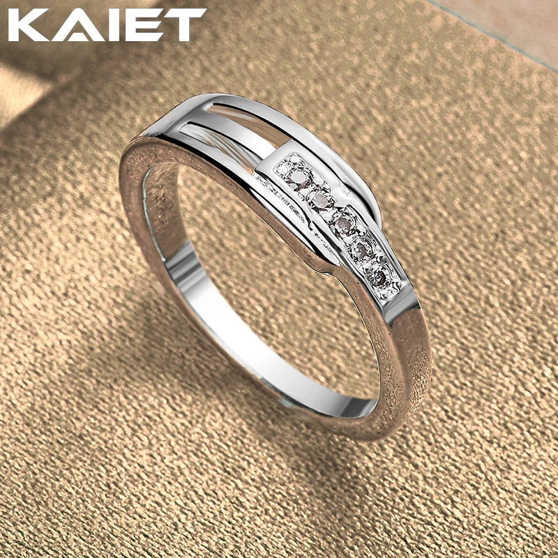 

KAIET Fashion Silver Color Inlaid Crystal 7-10# Ring Wedding Party Charm Accessories For Women Jewelry