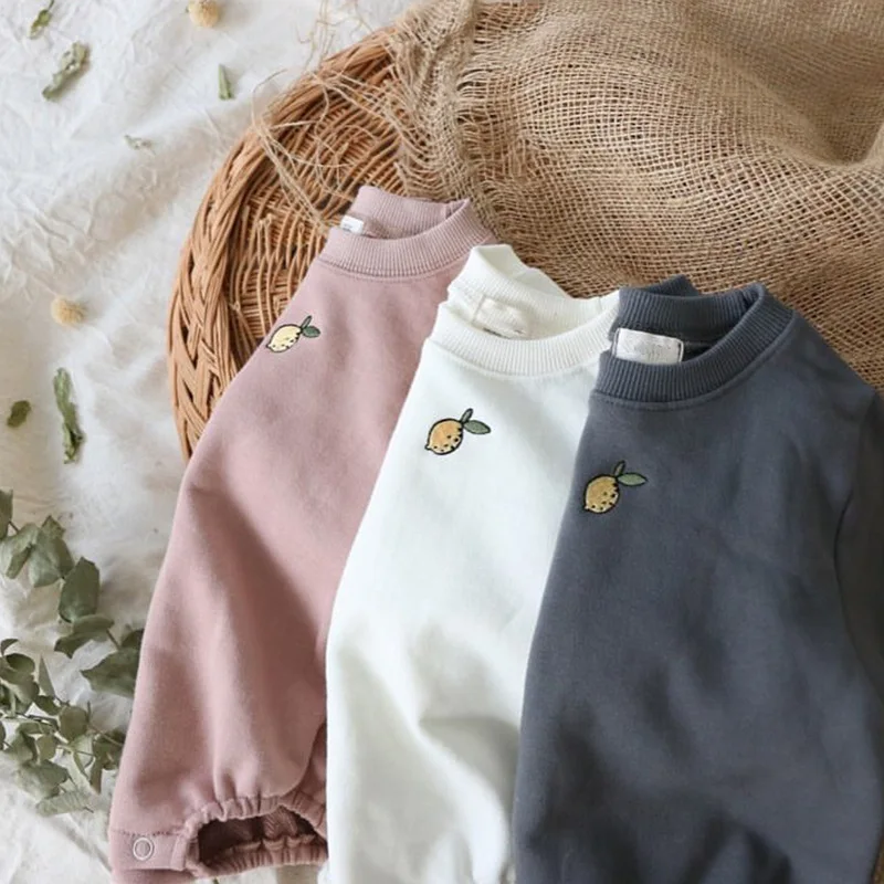

Autumn Baby Bodysuits Girls Lemon One Piece Cute Boys Jumpsuits