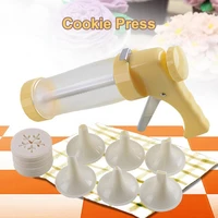 1 set cookie press detachable easy to clean plastic biscuit maker yellow diy cream syringing mold for kitchen