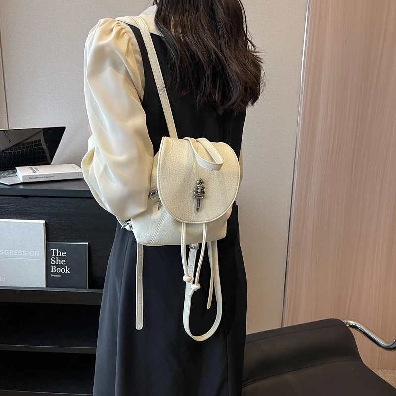 Simple Canvas Ruched Drawsting Backpacks For Women High-capacity Lady Backpack Light Weight Students Bag Big Capacity Travel Bag