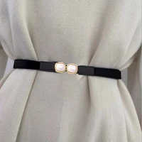 fashion elasticity belts for women adjustable 60 75cm waist strap ladies thin skinny rhinestones buckle waistband dress girdle