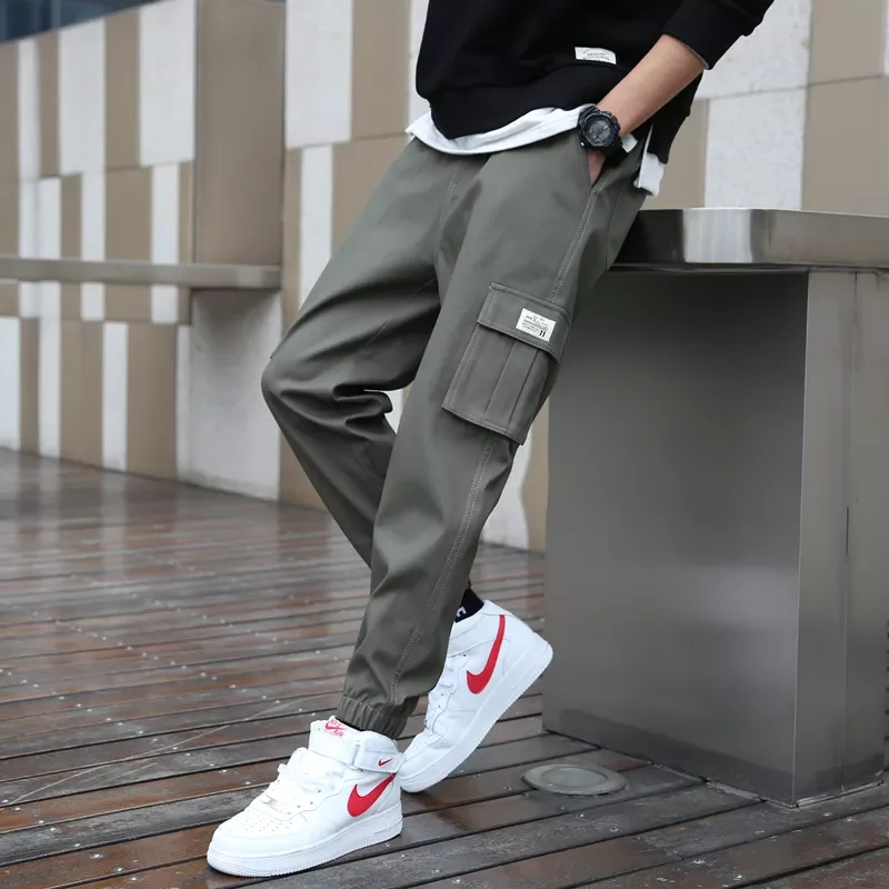 Pants Men Streetwear Hip Hop Pants Elastic waist Harem Ankle length Trousers Black green Harajuku Loose Casual Pocket