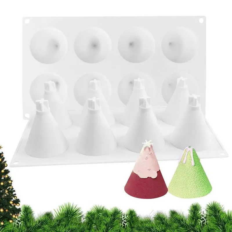 

3D силиконовая форма для рождественской елки, самодельные Украшения, форма для свечей из эпоксидной смолы, 8 прямых конусов, форма для мыла, свечи, воска