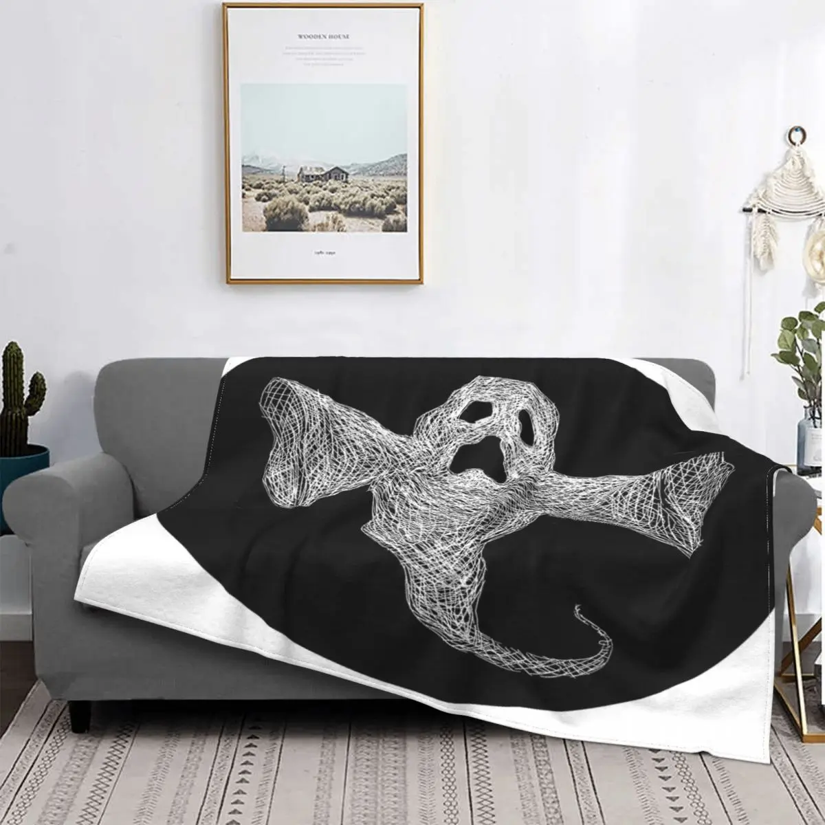 

Manta a cuadros con capucha para cama, manta con estampado de fantasma, a cuadros, sofá, toalla de playa de lujo