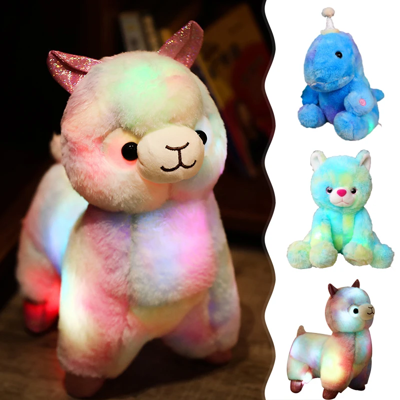 

Kawaii 35cm Colorful Glowing Alpaca Toy Creative Light Up LED Rainbow Alpaca Stuffed Animals Plush Toy Gift for Throw Pillow