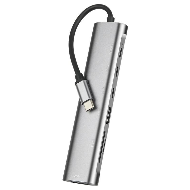 

Алюминиевый концентратор USB C 7 в 1, концентратор типа C USB3.0, устройство чтения карт SD + TF, двойные порты типа C, вход для