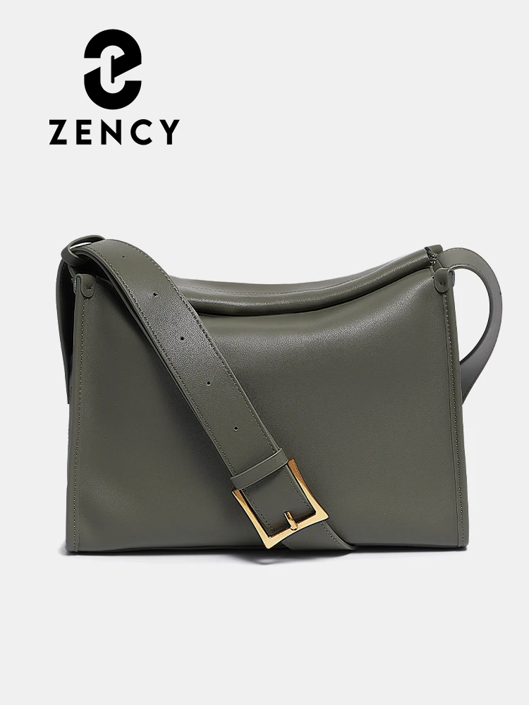 Zency 100% Soft Genuine Leather For Female Large Simple Vintage Bucket Bag Women Luxury Shoulder Bags Casual Pillow Crossbody