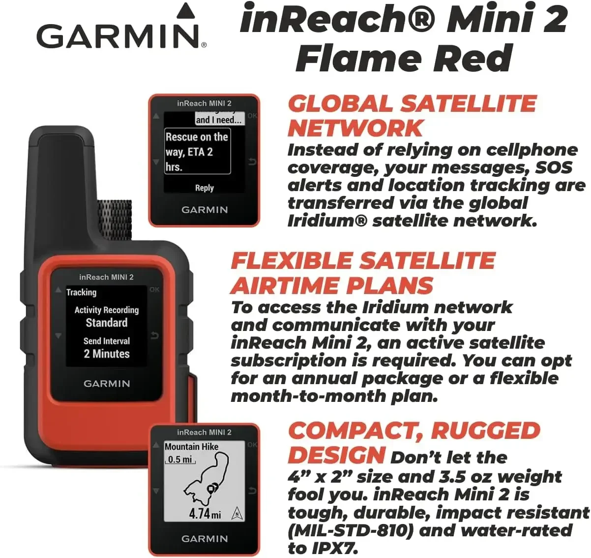 Для спутникового коммуникатора Garmin inReach Mini 2 (огнево-красного цвета) с комплектом