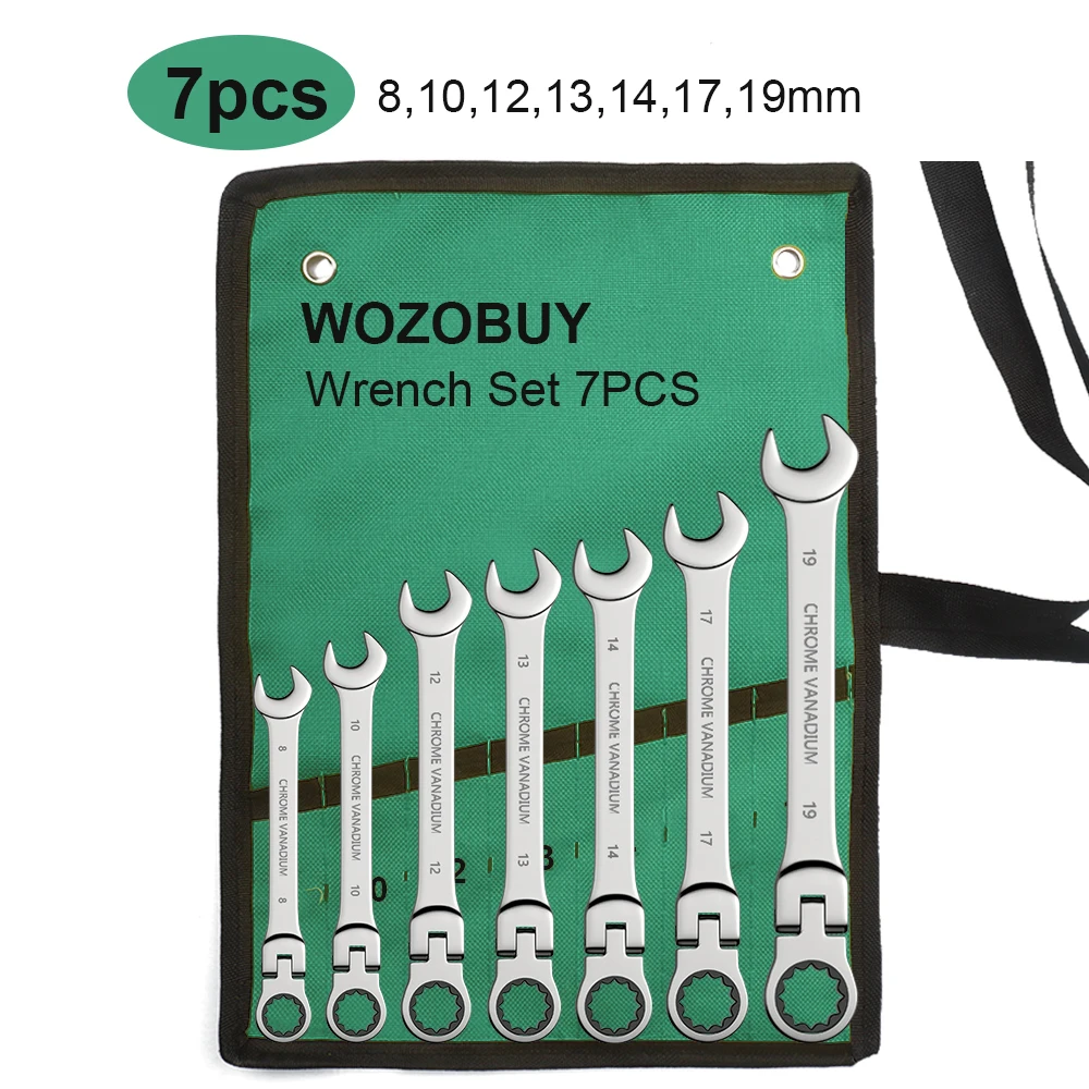 

Набор гаечных ключей WOZOBUY 8-22 мм с храповым механизмом